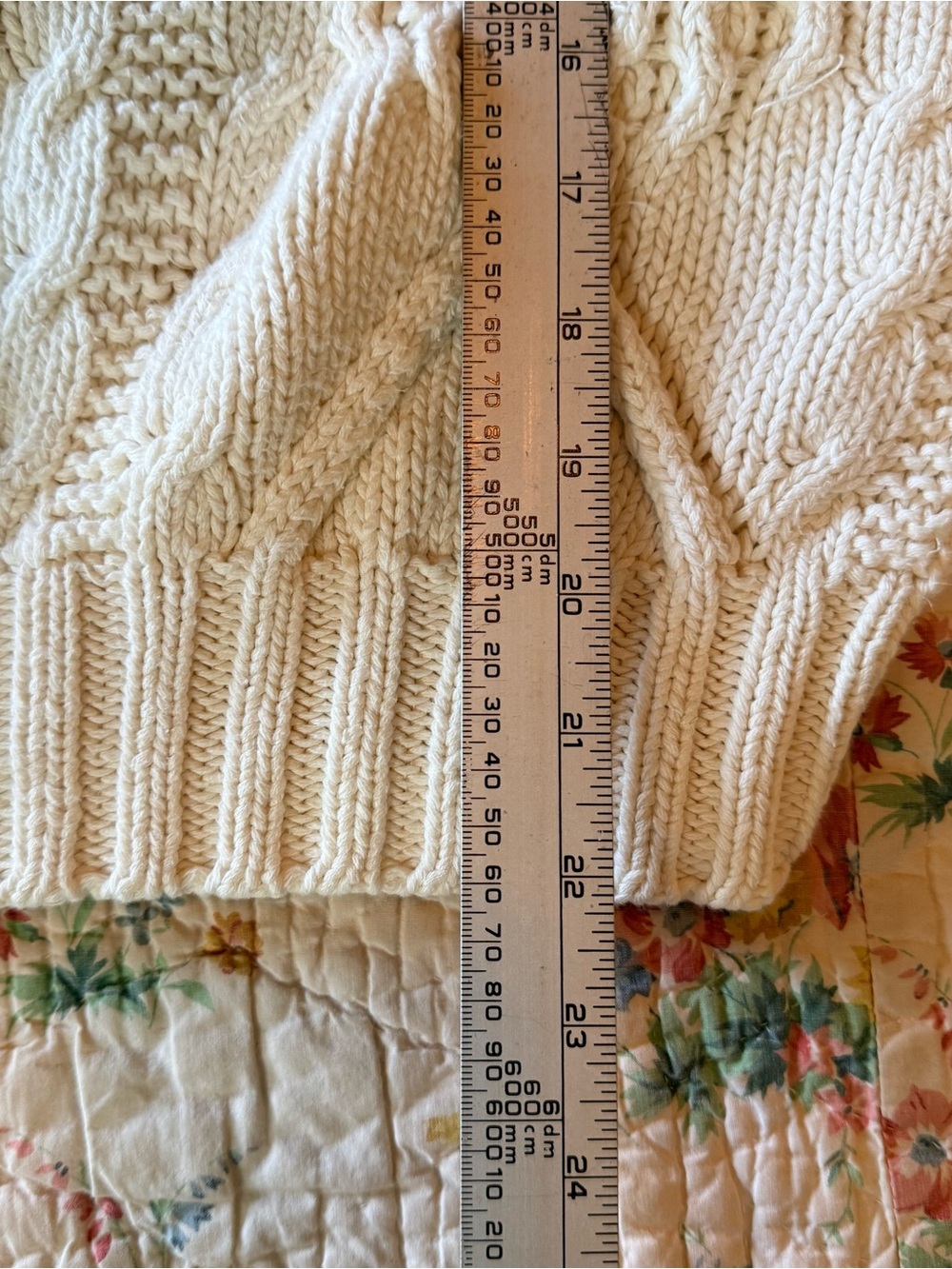 Vintage Nordstrom Point of View Ivory Chunky Cable Knit Sweater Sz L - Picture 6 of 6